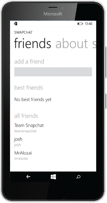 windows phone with swapchat